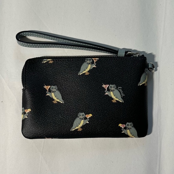 Coach "Party Owl" Print Wristlet /Small Clutch/ Wallet (Owls with Cocktails) - Picture 10 of 10